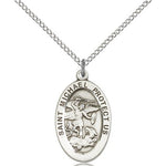 St. Michael the Archangel Medal, Sterling Silver - 18&quot; 1.2mm Sterling Silver Chain + Clasp