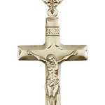 Crucifix Pendant, Gold Filled - 24&quot; 2.4mm Gold Plated Endless Chain