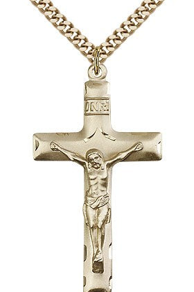 Crucifix Pendant, Gold Filled - 24&quot; 2.4mm Gold Plated Endless Chain