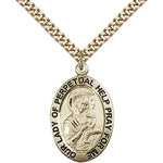 Our Lady of Perpetual Help Medal, Gold Filled - 24&quot; 2.4mm Gold Plated Endless Chain