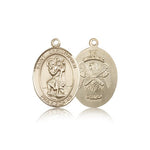 St. Christopher National Guard Medal, 14 Karat Gold, Medium - 14 KT Yellow Gold