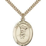 St. Philip Neri Medal, Gold Filled, Large - 24&quot; 2.4mm Gold Plated Chain + Clasp