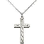 Cross Pendant, Sterling Silver - 18&quot; 1.2mm Sterling Silver Chain + Clasp