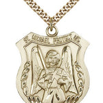 St. Michael the Archangel Medal, Gold Filled - 24&quot; 2.4mm Gold Plated Endless Chain
