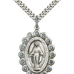 Miraculous Medal, Sterling Silver - 24&quot; 2.4mm Rhodium Plate Endless Chain