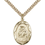 St. Anthony Medal, Gold Filled - 24&quot; 2.4mm Gold Plated Endless Chain
