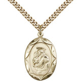 St. Anthony Medal, Gold Filled - 24&quot; 2.4mm Gold Plated Endless Chain