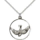 Holy Spirit Medal, Sterling Silver - 18&quot; 1.2mm Sterling Silver Chain + Clasp