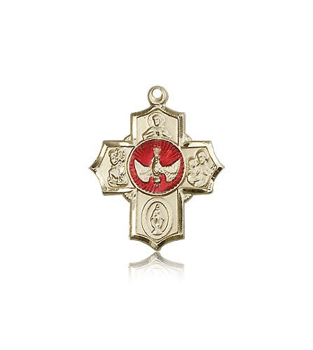 5 Way Cross Pendant, 14 Karat Gold - 14 KT Yellow Gold