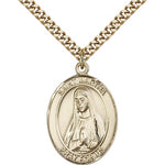 St. Martha Medal, Gold Filled, Large - 24&quot; 2.4mm Gold Plated Chain + Clasp