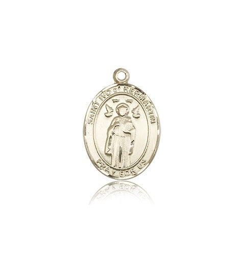 St. Ivo Medal, 14 Karat Gold, Medium - 14 KT Yellow Gold