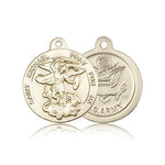 St. Michael Army Medal, 14 Karat Gold - 14 KT Yellow Gold