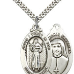 Divine Mercy Medal, Sterling Silver - 24&quot; 2.4mm Rhodium Plate Endless Chain
