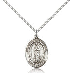 Our Lady of Guadalupe Medal, Sterling Silver, Medium - 18&quot; 1.2mm Sterling Silver Chain + Clasp