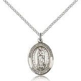 Our Lady of Guadalupe Medal, Sterling Silver, Medium - 18&quot; 1.2mm Sterling Silver Chain + Clasp