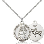 Our Lady of Loretto Medal, Sterling Silver - 18&quot; 1.2mm Sterling Silver Chain + Clasp