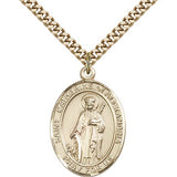 St. Catherine of Alexandria Medal, Gold Filled, Large - 24&quot; 2.4mm Gold Plated Chain + Clasp