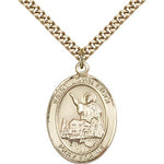 St. John Licci Medal, Gold Filled, Large - 24&quot; 2.4mm Gold Plated Chain + Clasp