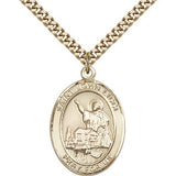St. John Licci Medal, Gold Filled, Large - 24&quot; 2.4mm Gold Plated Chain + Clasp