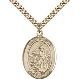 St. Aaron Medal, Gold Filled, Large - 24&quot; 2.4mm Gold Plated Chain + Clasp