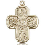 4 Way Cross Pendant, 14 Karat Gold - 14 KT Yellow Gold