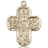 4 Way Cross Pendant, 14 Karat Gold - 14 KT Yellow Gold