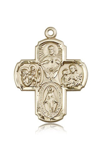 4 Way Cross Pendant, 14 Karat Gold - 14 KT Yellow Gold