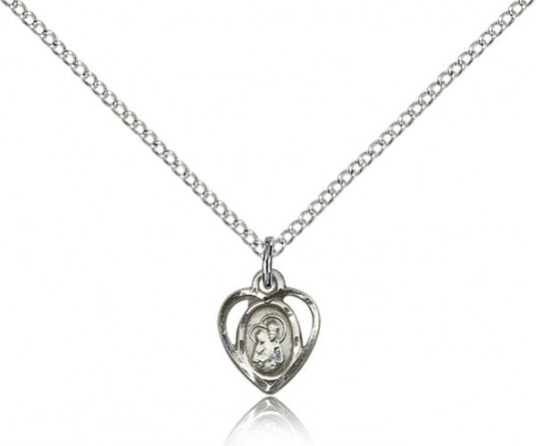 Our Lady of Perpetual Health Medal, Sterling Silver - 18&quot; 1.2mm Sterling Silver Chain + Clasp