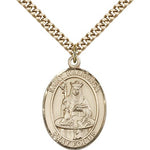 St. Walburga Medal, Gold Filled, Large - 24&quot; 2.4mm Gold Plated Chain + Clasp