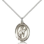 St. Sebastian Rodeo Medal, Sterling Silver, Medium - 18&quot; 1.2mm Sterling Silver Chain + Clasp