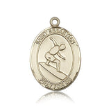 St. Sebastian Surfing Medal, 14 Karat Gold, Large - 14 KT Yellow Gold