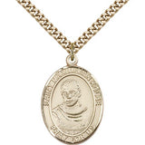 St. Maximilian Kolbe Medal, Gold Filled, Large - 24&quot; 2.4mm Gold Plated Chain + Clasp