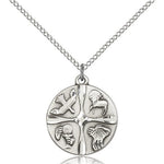 Christian Life Medal, Sterling Silver - 18&quot; 1.2mm Sterling Silver Chain + Clasp