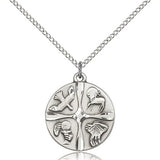 Christian Life Medal, Sterling Silver - 18&quot; 1.2mm Sterling Silver Chain + Clasp