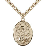 St. Germaine Cousin Medal, Gold Filled, Large - 24&quot; 2.4mm Gold Plated Chain + Clasp