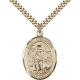 St. Germaine Cousin Medal, Gold Filled, Large - 24&quot; 2.4mm Gold Plated Chain + Clasp
