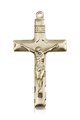 Crucifix Pendant, 14 Karat Gold - 14 KT Yellow Gold