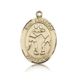 St. Sebastian Wrestling Medal, 14 Karat Gold, Large - 14 KT Yellow Gold