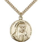 St. Louise Medal, Gold Filled - 24&quot; 2.4mm Gold Plated Endless Chain