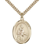 St. Remigius of Reims Medal, Gold Filled, Large - 24&quot; 2.4mm Gold Plated Chain + Clasp