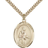 St. Remigius of Reims Medal, Gold Filled, Large - 24&quot; 2.4mm Gold Plated Chain + Clasp