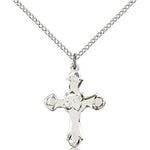 Cross Pendant, Sterling Silver - 18&quot; 1.2mm Sterling Silver Chain + Clasp