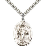 Immaculate Conception Medal, Sterling Silver - 24&quot; 2.4mm Rhodium Plate Endless Chain
