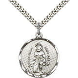 St. Perregrine Medal, Sterling Silver - 24&quot; 2.4mm Rhodium Plate Endless Chain