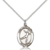 St. Christopher Figure Skating Medal, Sterling Silver, Medium - 18&quot; 1.2mm Sterling Silver Chain + Clasp