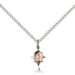Miraculous Medal, Sterling Silver - 18&quot; 1.2mm Sterling Silver Chain + Clasp