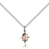 Miraculous Medal, Sterling Silver - 18&quot; 1.2mm Sterling Silver Chain + Clasp