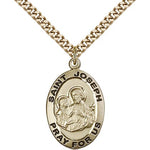 St. Joseph Medal, Gold Filled - 24&quot; 2.4mm Gold Plated Endless Chain