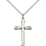 Cross Pendant, Sterling Silver - 18&quot; 1.2mm Sterling Silver Chain + Clasp