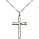 Cross Pendant, Sterling Silver - 18&quot; 1.2mm Sterling Silver Chain + Clasp